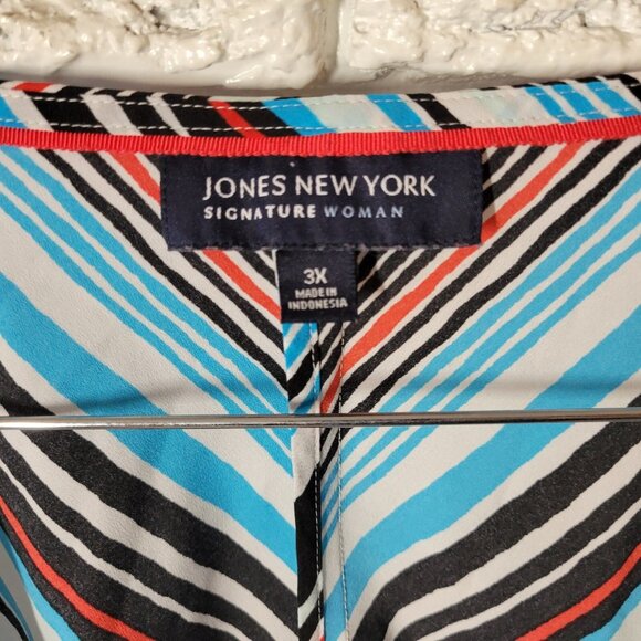Jones New York Signature Women Top 3X Plus Dolman Sleeve Blue Stripe STR22E - Picture 8 of 9